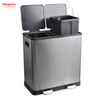 60L Sealing And Odor Prevention Environment protection Classification Trash Can Kitchen Garbage Classification Waste Cafeteria Sorting Garbage Bins Stainless Steel