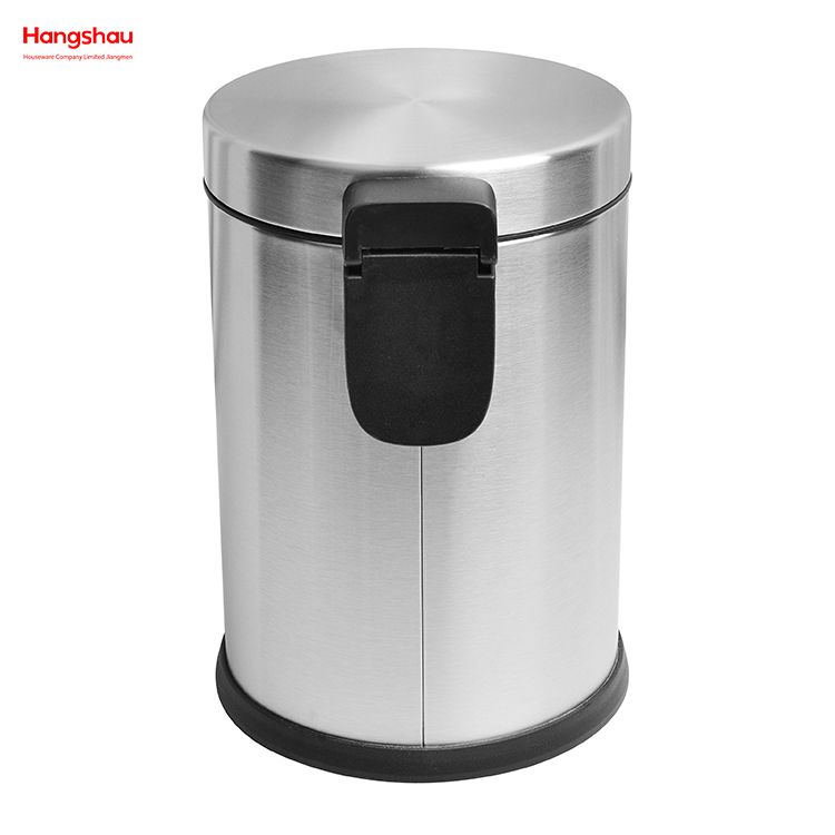Household Bathroom Stainless Steel 3L Pedal Trash Bin With Cover Closing Slowly And Mutely Round Trash Bin Waste Bin Dustbin