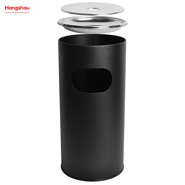 30L Smoking Area Trash Can Round Ashtray Dustbin Metal With An Ashtray In The Hotel Lobby Trash Can Stainless Steel Ashtrays in Public Places Waste Bins