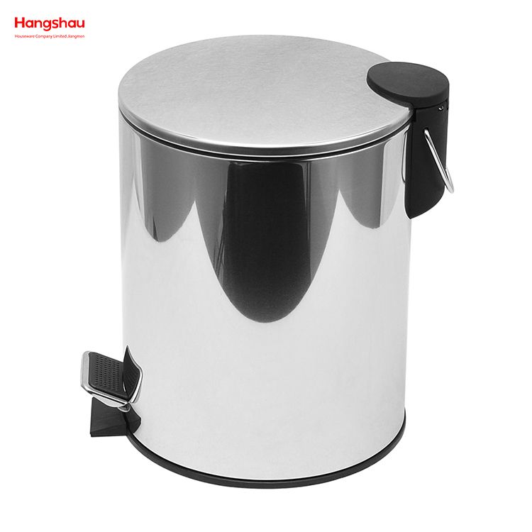 5L Household Kitchen Waste Bins Bathroom Pedal Bin Stainless Steel Trash Can