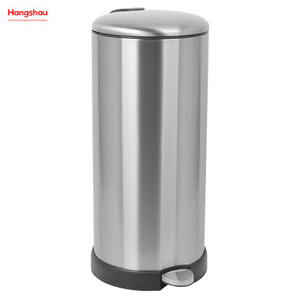 Round Shape 30 Liter Soft Closing Kitchen Stainless Steel Trash Can With Foot Pedal