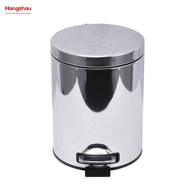 5L Polish Kitchen Waste Bins Bathroom Mirror Polishing Round Pedal Bin Household Stainless Steel Trash Can