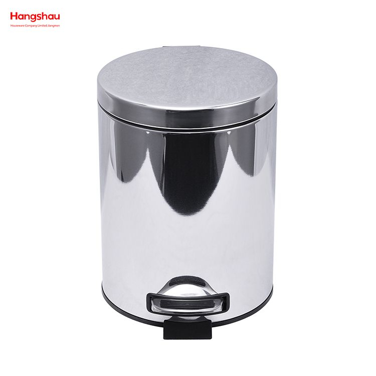 5L Polish Kitchen Waste Bins Bathroom Mirror Polishing Round Pedal Bin Household Stainless Steel Trash Can