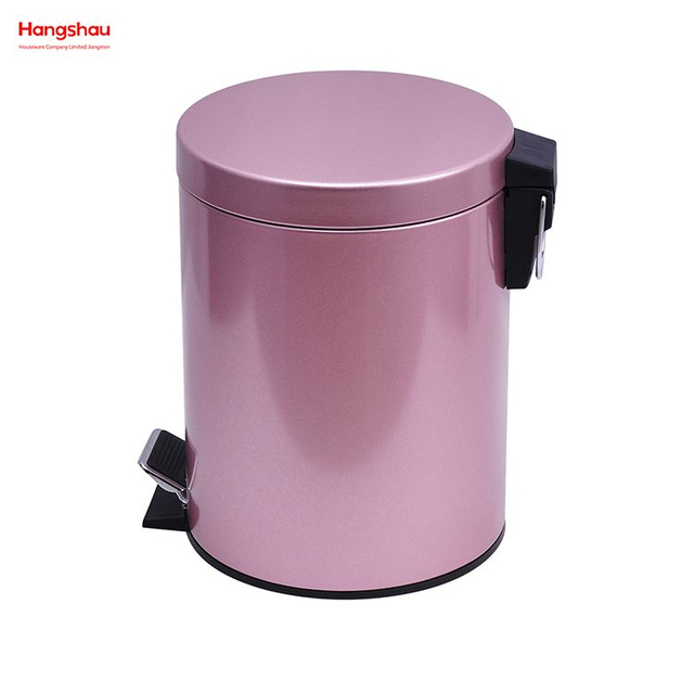 5L Lacquer Spraying Bedroom Household Round Pedal Bin Office Bathroom Simple Dustbin Garbage Can Round Foot Pedal Dust Bins Stainless Steel 