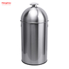 50L Outdoor Lockable Stainless Steel Round Dome-top Push Bin(with Inner Bucket) Cafeteria Trash Can with Push Hole Commercial Trash Can Community Street Roadside
