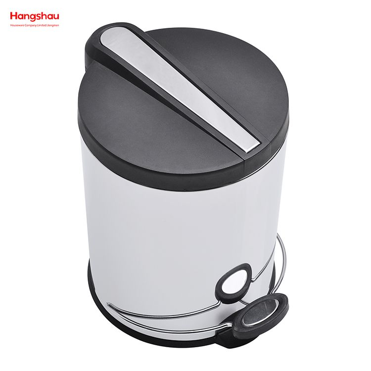 5L Polish Kitchen Waste Bins Bathroom Household Stainless Steel Trash Can Mirror Reflection Polishing Round Pedal Bin 