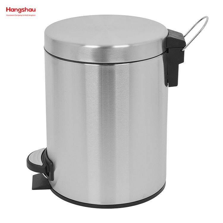 5L Morden Style Stainless Steel Pedal Bin Waste Bin Trash Bin Dustbin With Black Inner Bucket Trash Can