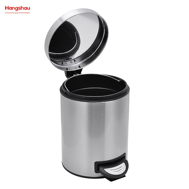 5L Round Trash Can with Removable Inner Wastebasket, Bathroom Trash Can Stainless Steel Foot Pedal Bin