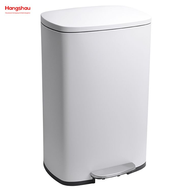 50L Hotels Cafeteria Custom Colorful Rectangular Foot Pedal Dustbin Large Capacity Office Lobby Stainless Steel Garbage Trash Bin For Kitchen Waste Trash Can 