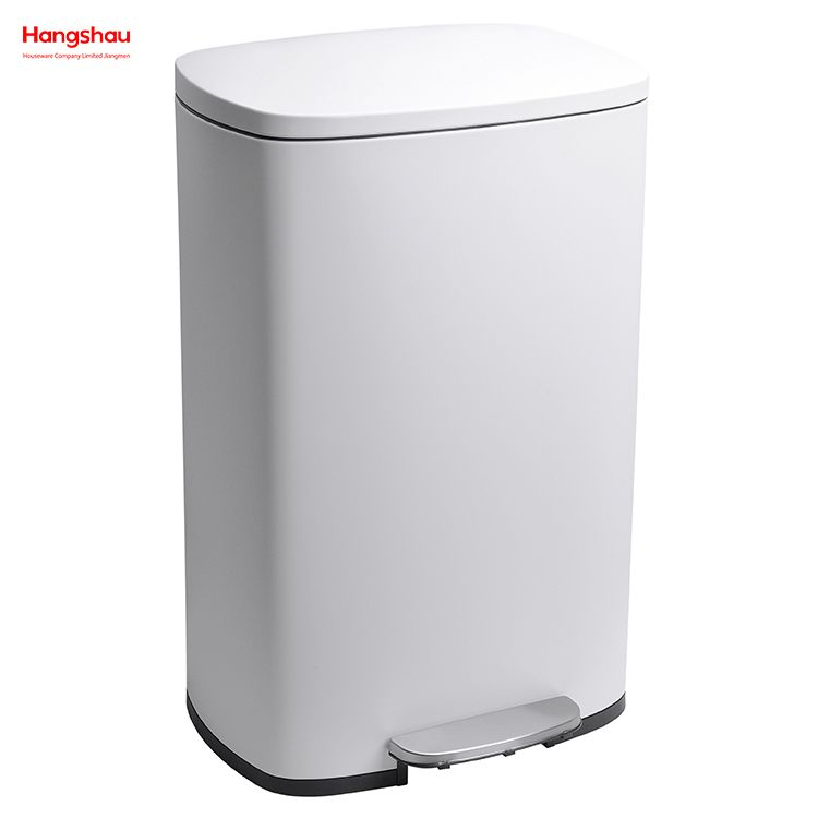50L Hotels Cafeteria Custom Colorful Rectangular Foot Pedal Dustbin Large Capacity Office Lobby Stainless Steel Garbage Trash Bin For Kitchen Waste Trash Can 