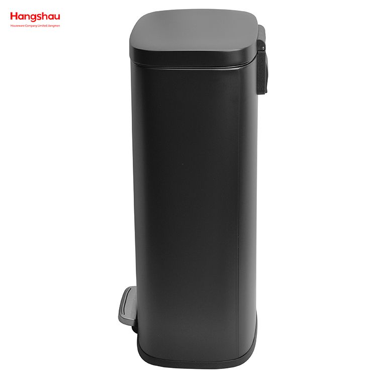 30L Lobby Stainless Steel Garbage Trash Bin For Kitchen Waste Office Trash Can Hotels Cafeteria Custom Colorful Rectangular Silent Closing Foot Pedal Dustbin 
