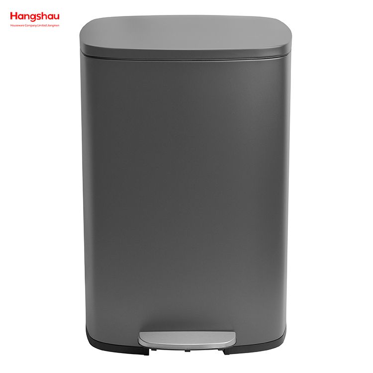 50L Large Capacity Lobby Stainless Steel Garbage Trash Bin For Kitchen Waste Office Trash Can Hotels Cafeteria Custom Colorful Rectangular Foot Pedal Dustbin 
