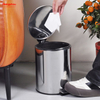 5L Bathroom Kitchen Hotel Office Stainless Steel Trash Can Round Shape Pedal Waste Bins