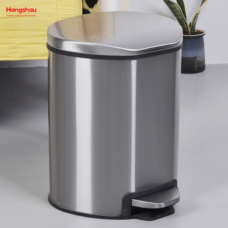 12l Bathroom Stainless Steel Trash Can with Foot Pedal Special Shaped Garbage Bin