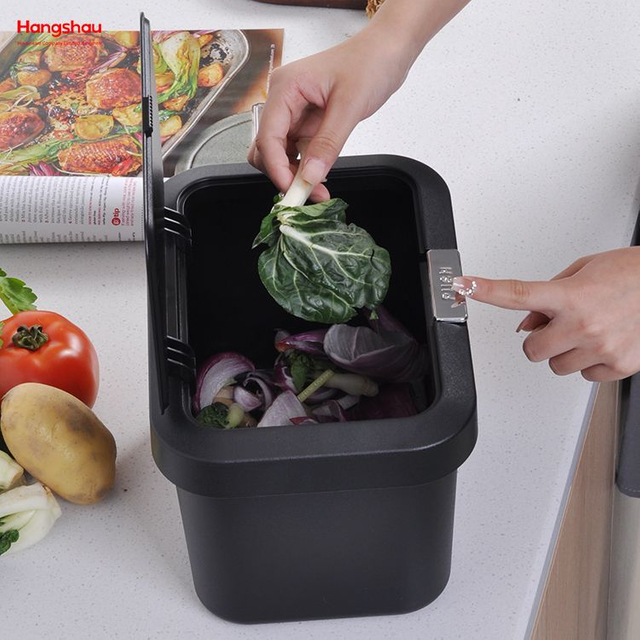 5L Garbage Can Tiny Plastic Trash Bin For Desktop Countertop Waste Paper Basket Press Up Lid