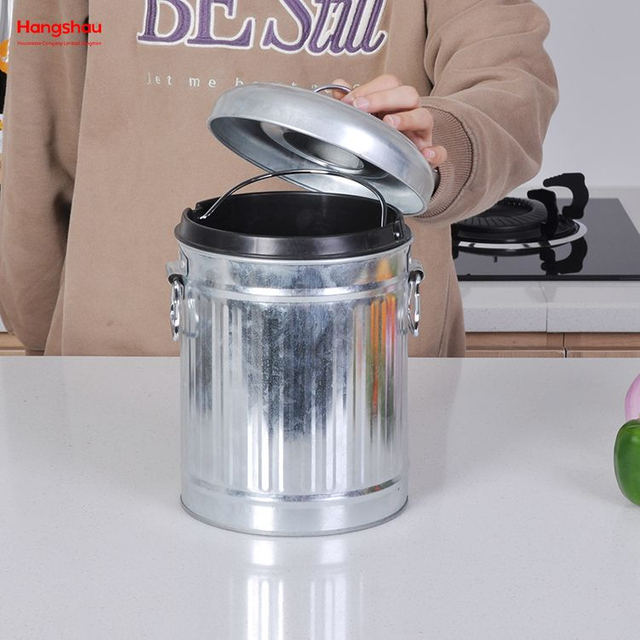 Stainless Steel Kitchen Compost Bin Countertop Table Garbage Container Odor-free Compost Bin