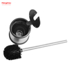 Stainless Steel Circular Automatic Lid Opening Toilet Brush Matte Bathroom Toilet Standing Metal Toilet Brush with Holder Plastic Brush Cleaning Set