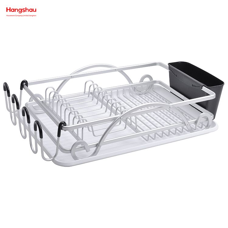 Kitchen Aluminum Stand Dish Rack Countertop Dish Rack Cup Holder Alloy Dish Rack over Sink Organizer Metal Drying Dish Tray Rack 
