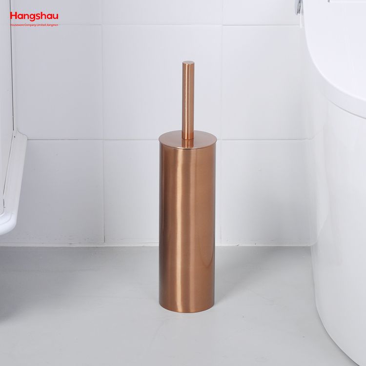 Luxury Metal Standing Toilet Brush Stainless Steel Bathroom Toilet with Holder Plastic Brush Cleaning Set 