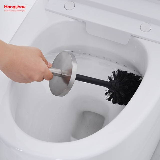 Metal Standing Toilet Brush with Holder Plastic Brush Cleaning Set Stainless Steel Matte Bathroom Toilet 