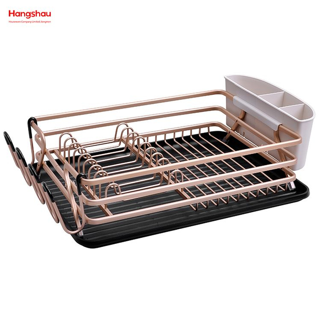  Aluminum Metal Drying Plastic Dish Tray Rack Alloy Dish Rack over Sink Organizer Kitchen Stand Dish Rack Countertop Dish Rack Cup Holder 