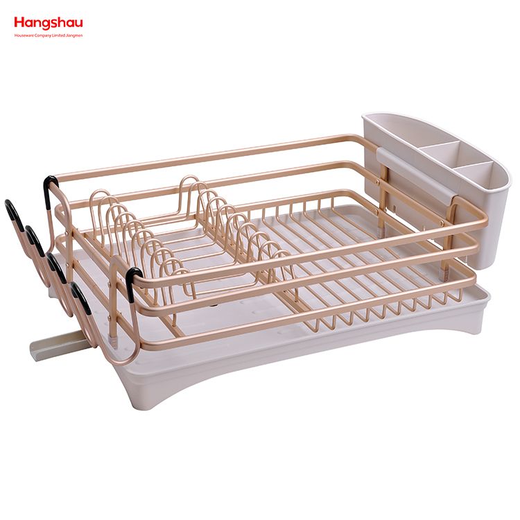 Kitchen Stand Dish Rack Countertop Dish Rack Cup Holder Aluminum Alloy Dish Rack over Sink Organizer Metal Drying Plastic Dish Tray Rack 