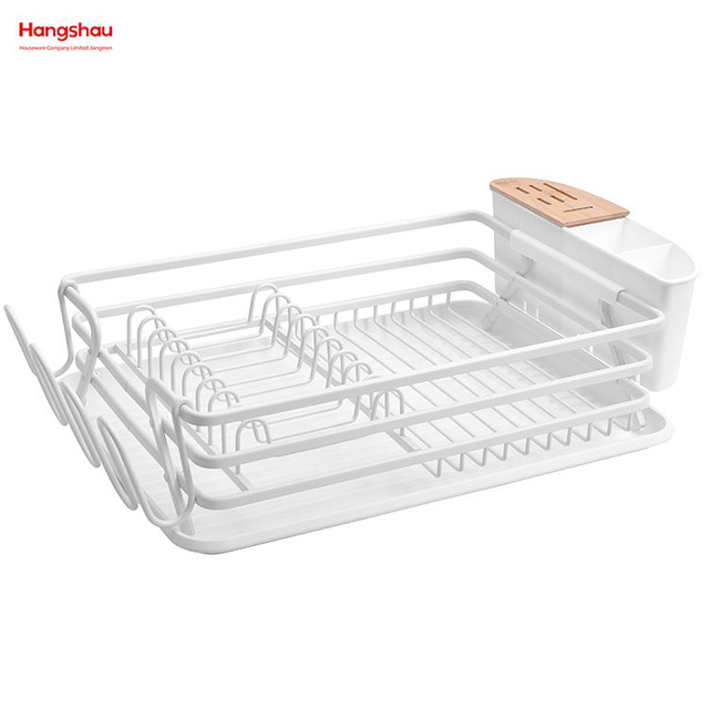 White Plastic Dish Tray Rack Kitchen Stand Dish Rack Countertop Dish Rack Cup Holder Aluminum Alloy Dish Rack over Sink Organizer Metal Drying 