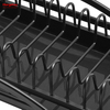 Black Powder Coated Aluminum Alloy Dish Rack Plastic Dish Tray Rack Kitchen Stand Dish Rack Countertop Dish Rack Cup Holder 