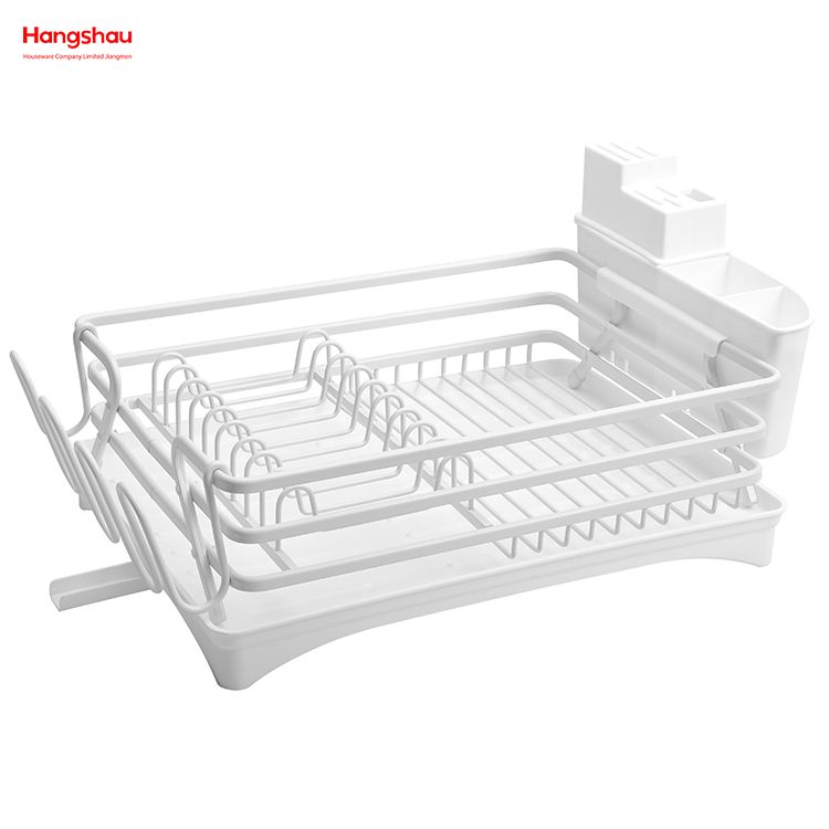 White Aluminum Alloy Dish Rack over Sink Organizer Metal Drying Plastic Dish Tray Rack Kitchen Stand Dish Rack Countertop Dish Rack Cup Holder 