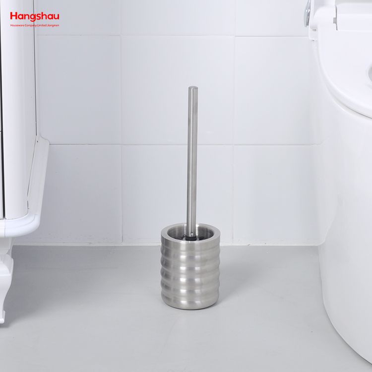 Stainless Steel Matte Bathroom Toilet Standing Metal Black Powder Coated Iron Toilet Brush with Holder Plastic Brush Cleaning Set