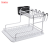 Metal Drying Dish Tray Rack Organizer Double Deck Stand Dish Rack Kitchen Utensils Storage Aluminum Alloy 