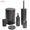 Brushed And Graphite Grey Lacquer Spraying Stainless Steel Complete Bathroom Lotion Bottle Dispenser Foam Pump Soap Bottle Bathroom Accessories Luxury Set