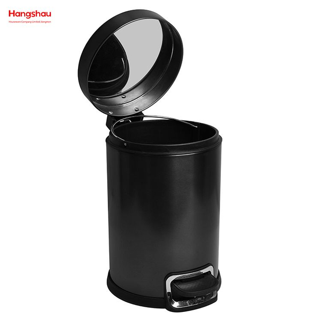 Brushed And Black Nickel Lacquer Spraying Household Bathroom Stainless Steel 3L Pedal Trash Bin With Cover Closing Slowly And Mutely Round Trash Bin Waste Bin Dustbin
