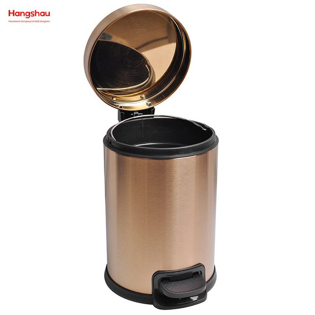 Rose Golden Household Bathroom Stainless Steel 3L Pedal Trash Bin With Cover Closing Slowly And Mutely Round Trash Bin Waste Bin Dustbin