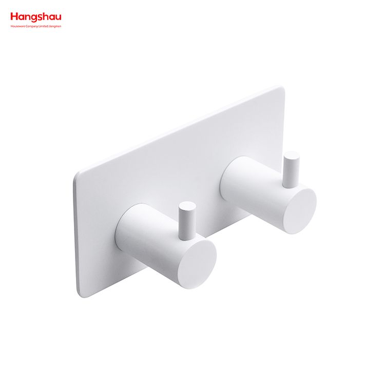 Bathroom Metal Hooks for Wall Two Hooks Stainless Steel Sticky Hook Adhesive Wall Hanging Hook with Dual Adhesive Tape 