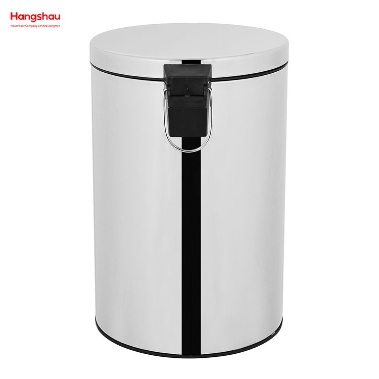  20L Round Shape Mirror Polishing Trash Bin Stainless Steel Polish Trash Can With Foot Pedal Household Kitchen Bathroom 