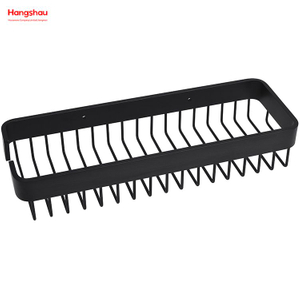Black Rectangular Shape Aluminium Bathroom Corner Rack With Metal Shower Caddy Bath Storage Rack Wall Shelf Wall Mounted Bracket
