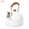 Off-white Tea Kettle Whistling Kettle For Home Hot Water Tea Pot Simulation Wooden Handle Painting Stainless Steel Water Kettle