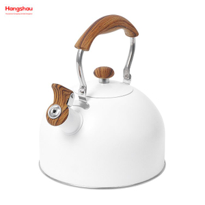 Off-white Tea Kettle Whistling Kettle For Home Hot Water Tea Pot Simulation Wooden Handle Painting Stainless Steel Water Kettle