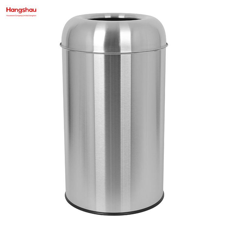 50L Stainless Steel Pop Up Open Top Waste Trash Bin Round Open Top Trash Bin(with Inner Bucket) Hotel Square Outdoor Garden Waste Bin Trash Can 