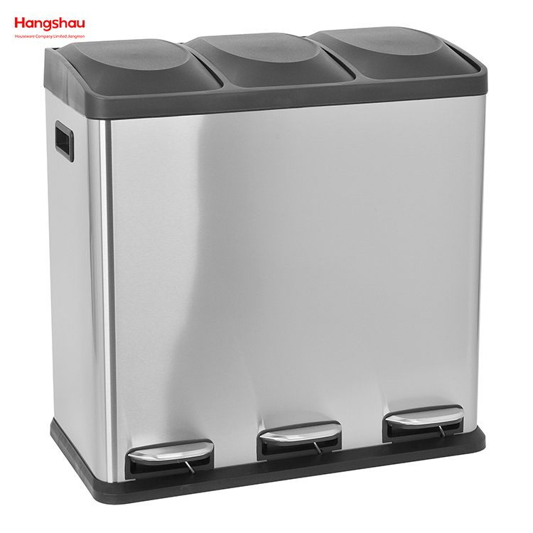 60L Stainless Steel Kitchen Garbage Classification Waste Cafeteria Sorting Garbage Bins Sealing And Odor Prevention Environment protection Classification Recycle Bin