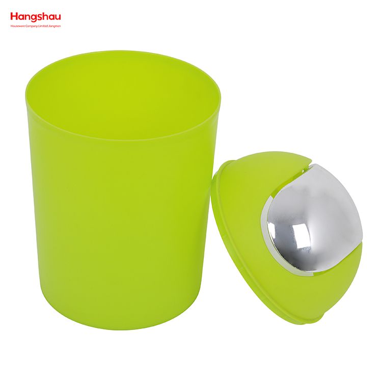 5L Plastic Round Swing-Top Trash Can Household Trash Can Push-Door Trash Can Ball-Top Trash Can