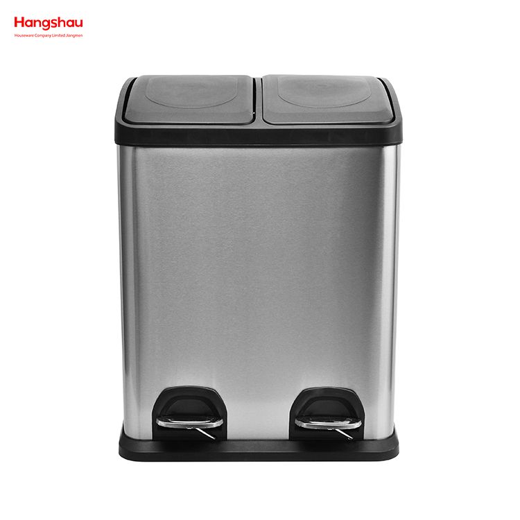 30L Cafeteria Sorting Garbage Bins Kitchen Garbage Classification Waste Outdoor Stainless Steel Environment protection Classification Trash Can