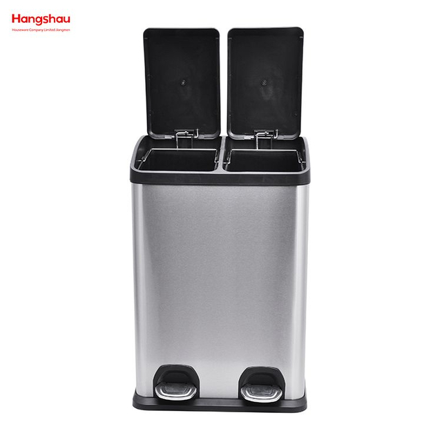 40L Kitchen Garbage Classification Waste Cafeteria Sorting Garbage Bins Outdoor Stainless Steel Environment protection Classification Trash Can