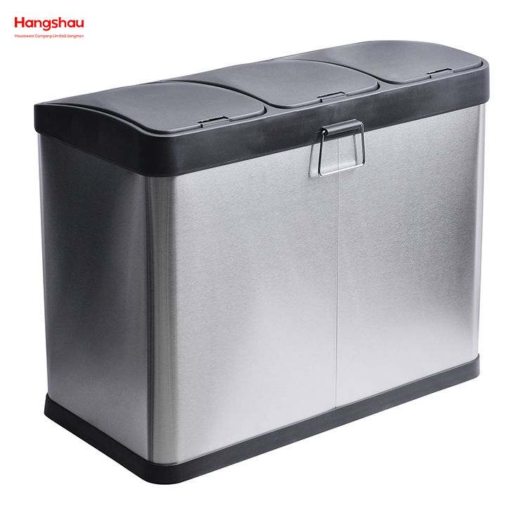 45L Stainless Steel Environment protection Classification Trash Can Kitchen Garbage Classification Waste Cafeteria Sorting Garbage Bins Sealing And Odor Prevention