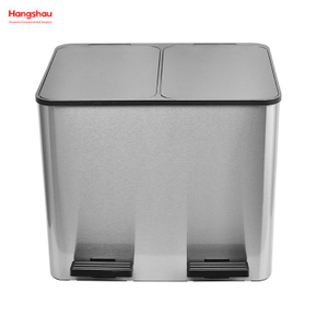 30L Outdoor Stainless Steel Environment protection Classification Trash Can Kitchen Garbage Classification Waste Cafeteria Sorting Garbage Bins 