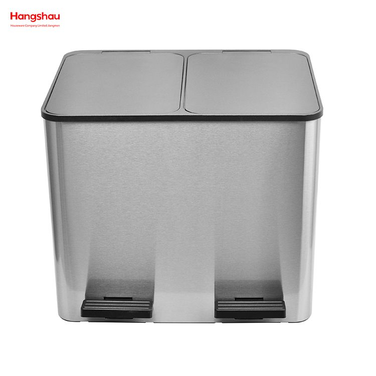 30L Outdoor Stainless Steel Environment protection Classification Trash Can Kitchen Garbage Classification Waste Cafeteria Sorting Garbage Bins 