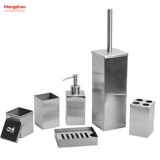 Set Bathroom Accessories Luxury Stainless Steel Complete Bathroom Bathroom Lotion Bottle Dispenser Foam Pump Soap Bottle Bathroom Accessories Set