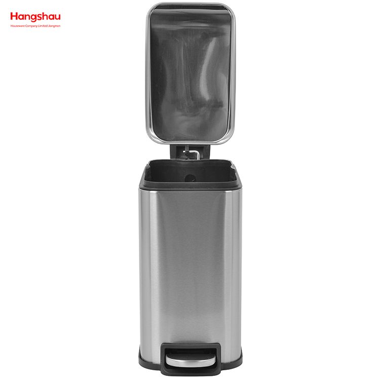 5L Kitchen Trash Can Combo Set With Soft-closing Lid Large Office Waste Bin Stainless Steel Foot Pedal Trash Can
