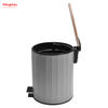 5L Household Stripe Pedal Waste Bin Bamboo Dust Bins Bathroom Trash Can Metal Morden Style Dustbin Garbage Can Bamboo Lid Powder Coating For Indoor Trash Can 